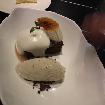 Stubborn Seed - Whiskey date cake with brûléed banana and smoked banana ice cream - New American Near Me - Miami Beach, Florida