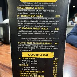 Windy's Bar and Pizza - Gluten free and cocktail menu