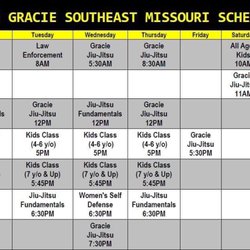 Gracie Jiu-Jitsu Southeast Missouri - Schedule