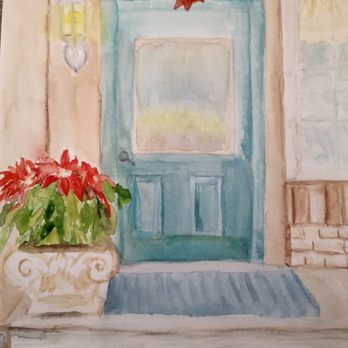 Papi's Pies - My watercolor painting of Papi's Pies front door in the patio area. - Desserts Near Me - Round Rock, Texas Papi's Pies - My watercolor painting of Papi's Pies front door in the patio area. - Desserts Near Me - Round Rock, Texas