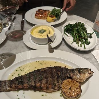 RH Rooftop Restaurant at RH Charlotte - Branzino, broccolini, potato pure, salmon - American Near Me - Charlotte, North Carolina