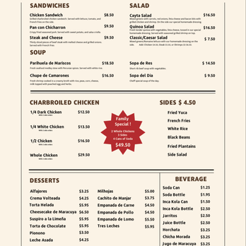 Cayta Peruvian Cuisine - a sample of the menu - Seafood Near Me - Gaithersburg, Maryland Cayta Peruvian Cuisine - a sample of the menu - Seafood Near Me - Gaithersburg, Maryland