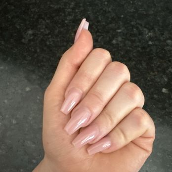 Pamper Me Nails & Spa - Full Set pink acrylic powder color By Mango - Nail Salons Near Me - Hesperia, California