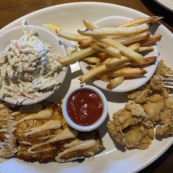 Cajun Yard Dog - Mix and match 2 lunch. Blackened trout special and fried oysters, with fries and Cole slaw. - Cajun/Creole Near Me - Charlotte, North Carolina