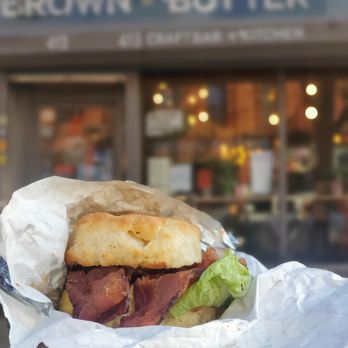 Brown Butter - a sandwich wrapped in paper - Coffee & Tea Near Me - Brooklyn, New York