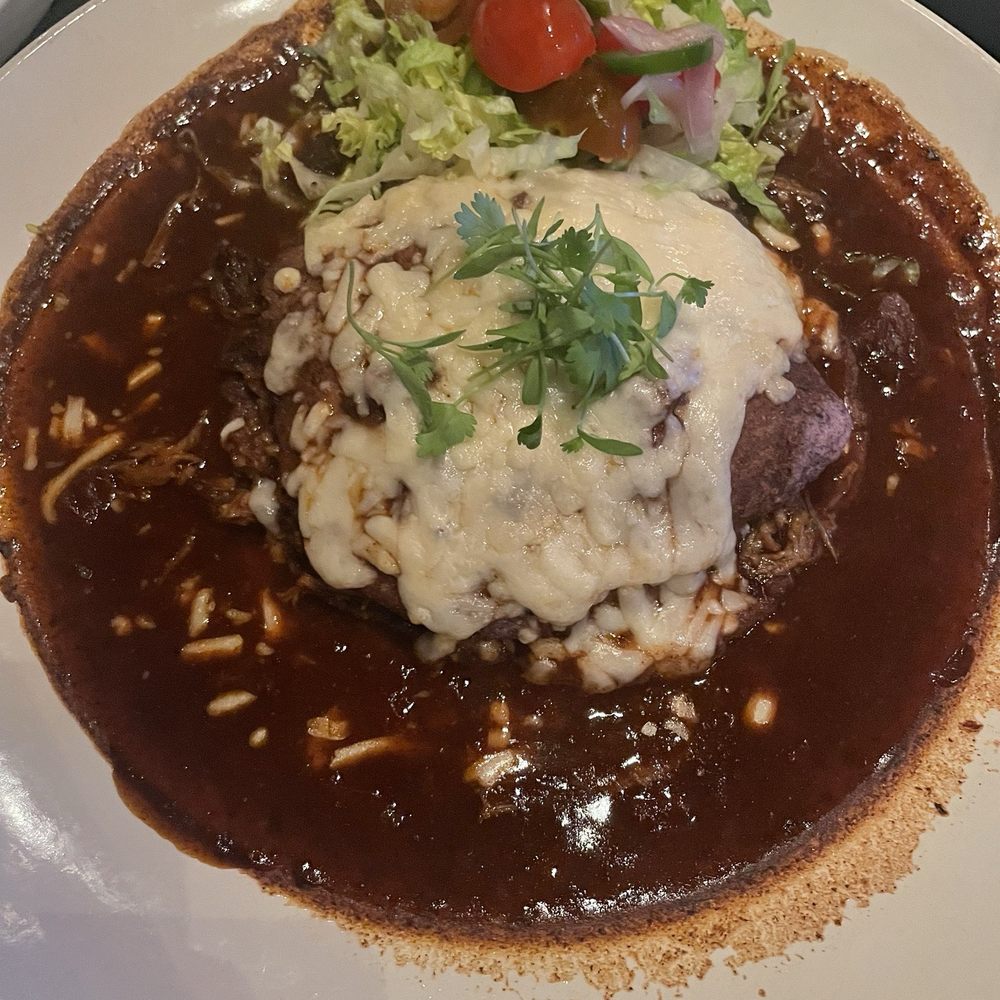 Milagro Restaurant and Bar - Stacked Blue Corn Enchiladas - American Near Me - Key West, Florida Milagro Restaurant and Bar - Stacked Blue Corn Enchiladas - American Near Me - Key West, Florida
