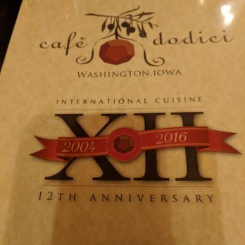 Café Dodici - Cover of menu... - Italian Near Me - Washington, Iowa