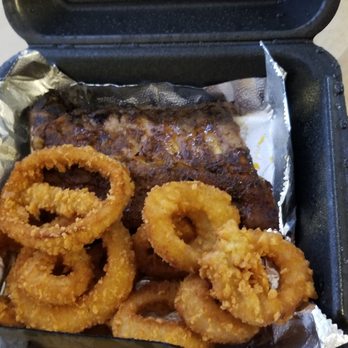 Ruby Tuesday - Hickory BBQ ribs and onion rings - American Near Me - Canton, Michigan