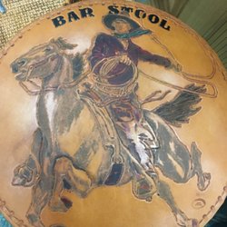 Quiet Woman Cattle Company - Tooled Leather bar stool