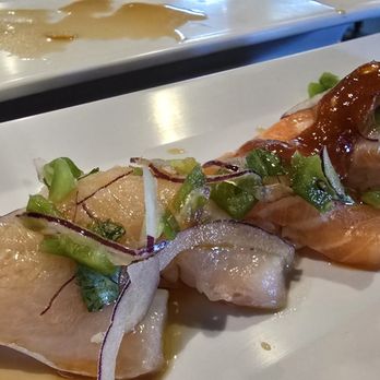 Sushi Loco - La fusion yellowtail and caliente salmon - Sushi Bars Near Me - Corona, California Sushi Loco - La fusion yellowtail and caliente salmon - Sushi Bars Near Me - Corona, California