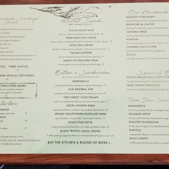 Esther's Kitchen - Menu as of 26 March 2025 - Italian Near Me - Las Vegas, Nevada