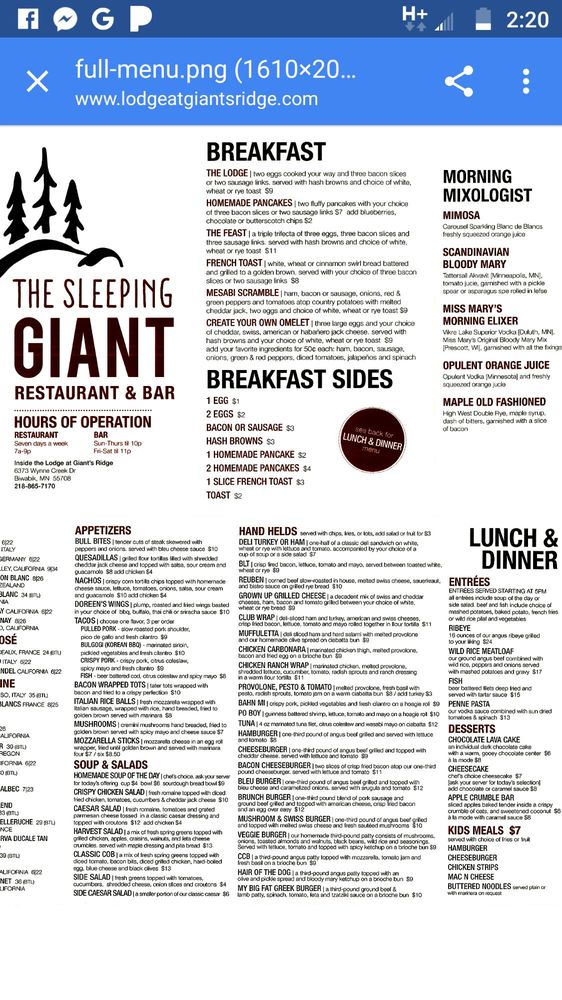 LODGE AT GIANTS RIDGE RESTAURANT Updated August 2024 6373 Wynne