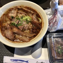 Food Court at Legacy - Spicy beef noodle soup, spicy beef tendon, and marinated eggs from Morefan