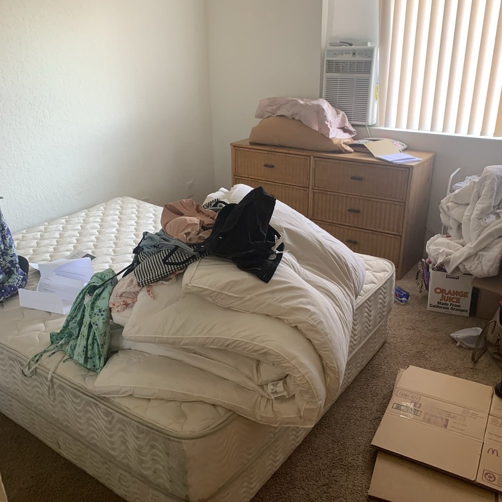 The dresser and bed The dresser and bed