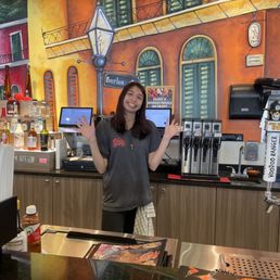 Olivia at the bar.