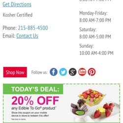 Edible Arrangements - 20% edible to go product. Guess that's why I was confused when there wasn't anything pre made in store.