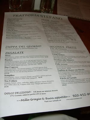 Menu photo 7 Trattoria Stefano Sheboygan, WI