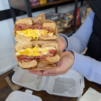 Bean & Bagel - Sunrise Bagel on jalapeño bagel - Bagels Near Me - West Bloomfield Township, Michigan Bean & Bagel - Sunrise Bagel on jalapeño bagel - Bagels Near Me - West Bloomfield Township, Michigan