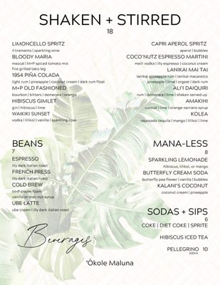 Menu photo 4 Mana + Pua Honolulu, HI