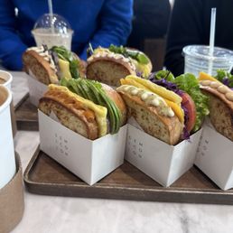 Avocado Sandwich, Original Egg Sandwich, Shroom Sandwich