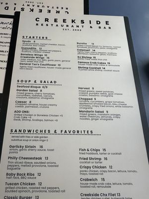 Menu photo 1 Creekside Restaurant & Bar Catskill, NY