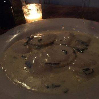 Piccoli Trattoria - Ravioli di Zucca Roasted butternut squash ravioli with mascarpone cheese and sage - Italian Near Me - Brooklyn, New York Piccoli Trattoria - Ravioli di Zucca Roasted butternut squash ravioli with mascarpone cheese and sage - Italian Near Me - Brooklyn, New York