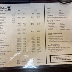 The Meantime Coffee - Menu, December 2024