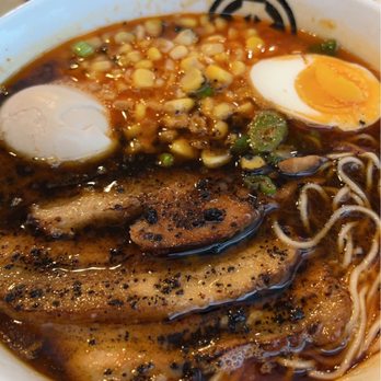 Kashiwa Ramen - Spicy Black Garlic Ramen with Pork Broth, Chicken Cha-shu (Straight noodle) - Ramen Near Me - Costa Mesa, California Kashiwa Ramen - Spicy Black Garlic Ramen with Pork Broth, Chicken Cha-shu (Straight noodle) - Ramen Near Me - Costa Mesa, California