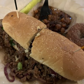 The Apple House - Hokie's Steak & Cheese with a side of baked beans - American Near Me - Linden, Virginia