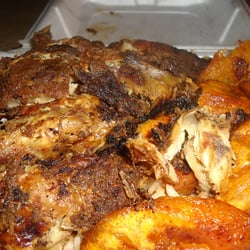 Kaylah's Hut - Large Jerk Chicken, Rice & Peas, Cabbage, Plantains, and Ting, from Kaylah's Hut 8/16