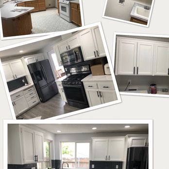 PTS Construction - All cabinets were yellowish wood with a clear on them. Everything was cleaned and sanded afterwards sprayed. - Painters Near Me - Portland, Oregon PTS Construction - All cabinets were yellowish wood with a clear on them. Everything was cleaned and sanded afterwards sprayed. - Painters Near Me - Portland, Oregon