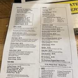 The Warehouse Bar & Grill - Menu lunch and dinner