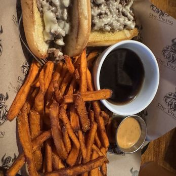 The Viking - French dip with sweet potato fries - Cocktail Bars Near Me - Spokane, Washington The Viking - French dip with sweet potato fries - Cocktail Bars Near Me - Spokane, Washington