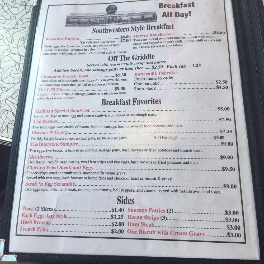 I-70 Diner - Menu - Diners Near Me - Flagler, Colorado