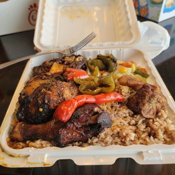 Caribbean Jerk Cuisine - Jerk Chicken  Meal Jamaican Jerk Chicken with Dark Meat - Caribbean Near Me - Houston, Texas