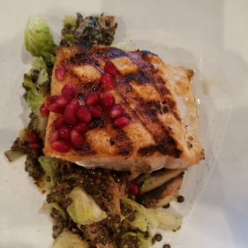 Off the Hook - Salmon with lentils and brussel sprouts - Seafood Near Me - Bethany Beach, Delaware