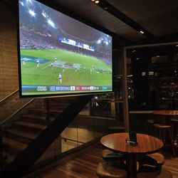 The Squires Landing - Projector Screen drops down from the ceiling to show games