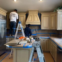 Alvarez Fine Line Painting - Cabinet refinishing before