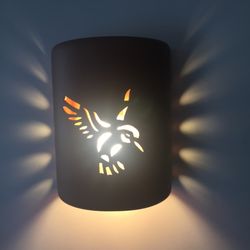 Light Styles of Santa Fe - Cylinder Ceramic Sconce with Hummingbird Design by Light Styles of Santa Fe