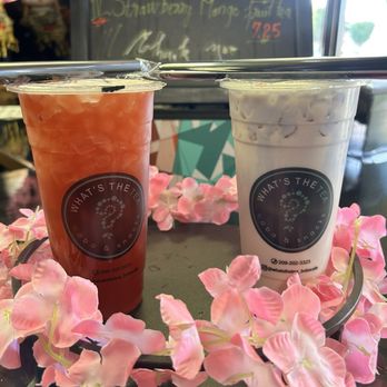 What’s The Tea - Left - Fresh Watermelon and Dragonfruit Tea, right - 3. Red White and Blue - Bubble Tea Near Me - Modesto, California What’s The Tea - Left - Fresh Watermelon and Dragonfruit Tea, right - 3. Red White and Blue - Bubble Tea Near Me - Modesto, California