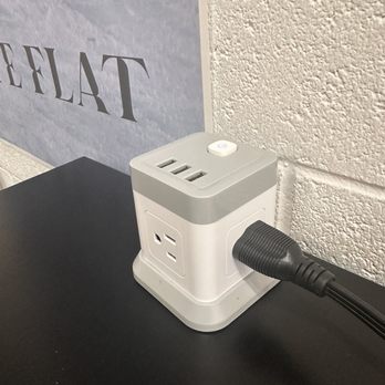 CAFE FLAT - You can plug into every table ! Yesssss - Waffles Near Me - Duluth, Georgia