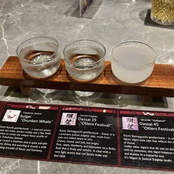 Ishoni Yakiniku - Premium sake flight. Good, some on the sweet side - Barbeque Near Me - Seattle, Washington