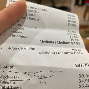 La Chocita - a hand holding a receipt - Tacos Near Me - Bladensburg, Maryland