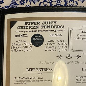 High Cotton Kitchen - Menu of the chicken strip options. - Comfort Food Near Me - Paris, Texas High Cotton Kitchen - Menu of the chicken strip options. - Comfort Food Near Me - Paris, Texas