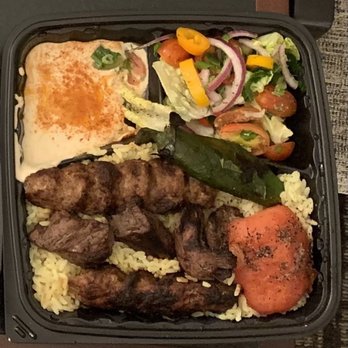 A&V Grill Kitchen - #9. Beef Shish and Lula colorful to-go plate. - Mediterranean Near Me - Sherman Oaks , California
