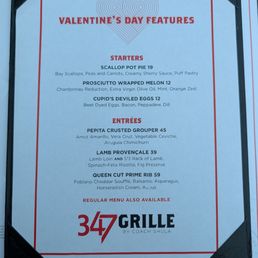 The Valentine's Day menu The Valentine's Day menu
