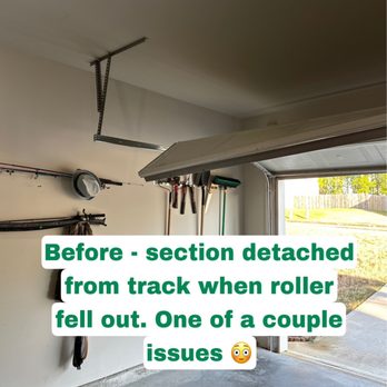 GNR Garage Doors - Garage requiring repair - before photo. - Garage Door Services Near Me
