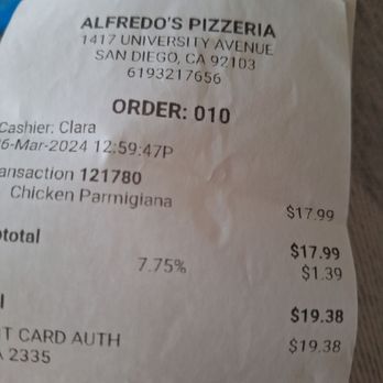Alfredo's Pizzeria - Excellent as always & thank you, Ziam & Clara for  wonderful smiles & great service. ; )) Tips  in the jar - Italian Near Me - San Diego, California