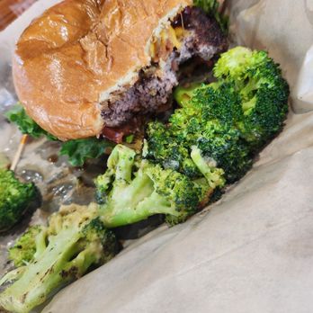 Two Guys Grille - Bully burger with broccoli - American Near Me - Morrisville, North Carolina