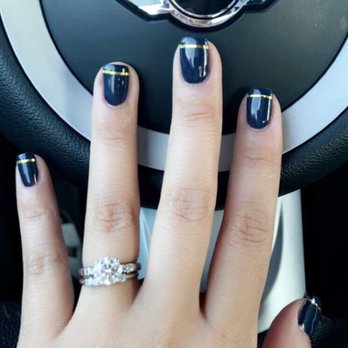 Soho Nails Spa - Cary - The perfect shade of blue and a touch of gold - Nail Salons Near Me - Cary, North Carolina